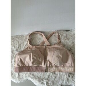 Shefit Sports Bra Size 6Luxe High Impact Moisture Wicking Soft Pink Zip Up
